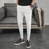 Wiaofellas Korean Summer Pants Men Fashion Design Slim Fit Men Harem Pants Ankle Length Solid All Match Hip Hop Joggers Trousers Men