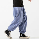Wiaofellas New Design Drawstring Harem Pants Men’s Baggy Jogging Pants Japanese Men Crotch Wide Leg Pants Male Casual Loose Trousers