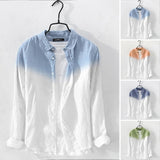 Men's Shirt Fashion Cotton Long Sleeve Hanging Dyed Gradient Button Chic High Street Men Casual Shirts Camisa S-5XL