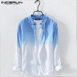 Men's Shirt Fashion Cotton Long Sleeve Hanging Dyed Gradient Button Chic High Street Men Casual Shirts Camisa S-5XL