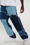 Mens Denim Pants Casual Black Blue Skinny slim Fit Patchwork Denim Pants Biker Hip Hop Jeans for men with Loose Denim Pants