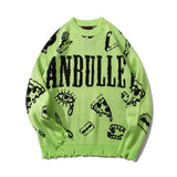 Wiaofellas Harajuku Knitted Sweaters Men Hip-Hop Letter Printed Sweater Streetwear Male Autumn Winter Loose Pullovers pull homme