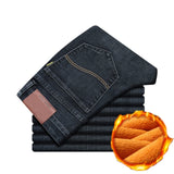 winter 2021  Men's Smart wool Jeans Business Fashion Straight Regular Blue Stretch Denim Trousers Classic Men Plus Size 28-40