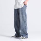 Wiaofellas Men's and women's jeans American loose denim daddy pants men's oversize straight wide-leg mopping wash jeans trend streetwear