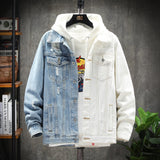 spring autumn new men's contrast denim jacket hip-hop loose fashion ripped personality stitching bomber men's jeans jacket