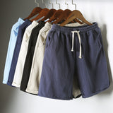 Wiaofellas Cotton Line Shorts Men Summer Beach Casual Shorts Baggy Basic Pockets Shorts Men's Clothing