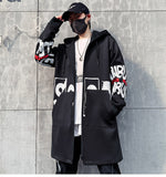 Men Jacket Men 5XL Print Hooded LongWiaofellas Coat Black  Hip Hop Streetwear Men's Jackets Outwear