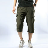 Male Shorts Multi Pocket Summer Loose Zipper Breeches Khaki Grey Plus Size Short Pant Casual Cotton Black Long Mens Cargo Shorts