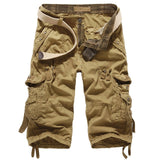 Summer Cargo Shorts Men Casual Workout Military Men's Shorts Multi-pocket Calf-length Short Pants Men ( Belt is not included )