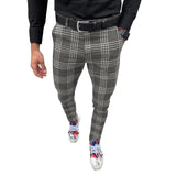 New own  plaid pants placket button zipper trend all-match casual trousers