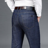 Wiaofellas Men's Comfort Stretch Denim Jeans Summer New Men's  Straight Thin Slim Fit Jeans Business Casual Classic Denim Trousers