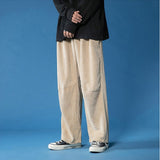 Wiaofellas Spring Casual Pants Men Japanese Retro Corduroy Trousers Fashion Elastic Waist Loose Straight Mens Sweatpant
