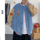 Wiaofellas Ins Hong Kong Wind Corduroy Baseball Coat Men's Spring and Autumn Retro Student Cardigan Trend Loose Couple Jacket