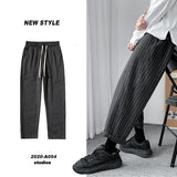 Privathinker Korean Men's Striped Harem Pants Streetwear Man Casual Loose Trousers Japanese Men Black Gray Pants Plus Size