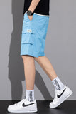 Ruppshch Summer Solid Color Letter Casual Shorts Multi-Pocket Men Cargo Shorts Oversized Beach Cargo Shorts M-7Xl
