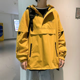 Wiaofellas Men Bomber Jacket Mulit Pocket Cargo Jackets Steetwear Spring Hip Hop Windbreaker Coats Korean Fashion Hooded Coat