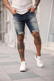 3 Styles Ripped Summer Men's Embroidered Pocket Denim Shorts Hip-Hop Jogging 5 Cent Shorts Paint Straight Slim White Dot Jeans