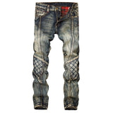 Jeans For Men Cargo Pants Splicing Denim Trousers Biker High Quality Male Straight Casual Designer Military Many Multi-Pocket