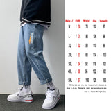 Fashion Print Blue Jeans Pants for Mens Japanese Harajuku Streetwear Teens Plus Size Denim Clothes Boyfriend Baggy Jean Trousers