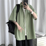 Men's Solid Color Shirts Summer Fashion Woman Short Sleeve Shirt Casual Oversize Tops Male Clothing