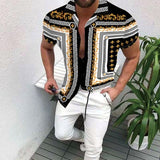 Men's Short-Sleeve Clothing Printe Shirt Summer Fashion Floral Print Men's brand Casual Cardigan Shirt Lapel Short Slee