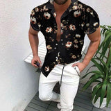 Men's Short-Sleeve Clothing Printe Shirt Summer Fashion Floral Print Men's brand Casual Cardigan Shirt Lapel Short Slee