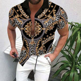 Men's Short-Sleeve Clothing Printe Shirt Summer Fashion Floral Print Men's brand Casual Cardigan Shirt Lapel Short Slee