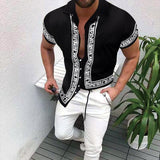 Men's Short-Sleeve Clothing Printe Shirt Summer Fashion Floral Print Men's brand Casual Cardigan Shirt Lapel Short Slee