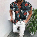 Men's Short-Sleeve Clothing Printe Shirt Summer Fashion Floral Print Men's brand Casual Cardigan Shirt Lapel Short Slee