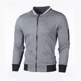 Wiaofellas Brand New Men Zipper Sweatshirts Zipper Collar Jacket Cardigan for Male Casual Plaid Sweatshirt Long Sleeve Tops Streetwear
