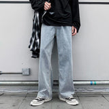 Wiaofellas Spring Retro Denim Pants Men's Korean Straight Loose Fit Youth Versatile Wide Leg Casual Jeans