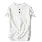 Men T Shirt Summer Men Cotton Tshirts Casual Short Sleeve Chinese Style Vintage V Neck Tees Plus Size Oversize Black White Tops