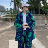 Wiaofellas Fashion Men's Printing Suit Sets Short Sleeve Jacket Casual Pants Korean Trendy Streetwear Spring Summer Clothing Man