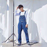 Jeans Men Men's Denim Overalls Men's Overalls Jumpsuit Large size strap Straight pants Blue jeans More sizes 30-44 46