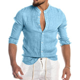 Men's Summer Cool Breathable Cotton Linen Shirts Casual Long Sleeve Shirt For Man