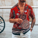 Men's Short-Sleeve Clothing Printe Shirt Summer Fashion Floral Print Men's brand Casual Cardigan Shirt Lapel Short Slee