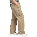 Men's Pants Large size Big 4xl 5xl 6xl Plus Summer Men Elastic Waist Multi Pocket Long Baggy Straight Cargo Jogger Trousers Male