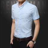 Wiaofellas New Summer Casual Shirt Men Good Quality Mens Dress Shirts Solid Slim Fit Short Sleeve Men's Clothing Asian Size 5XL