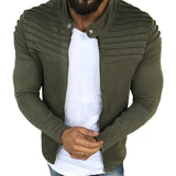 Wiaofellas New Fashion Sports Casual Men Jacket Men's Autumn Pleats Slim Stripe Fit Jacket Zipper Long Sleeve Coat Cardigan Coat M-XXXL