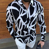 Wiaofellas New Punk Style Men's Silk Satin Digital printing Shirts Male Slim Fit Long Sleeve Flower Print Casual Party Shirt Tops