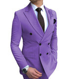 Wiaofellas Mens Double-Breasted Suit Jacket Slim Fit Casual Peak Lapel Blazer Jacket for Weeding Groomman Prom Business (Only Blazer)