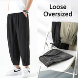 Loose Casual Straight Pants Japanese Streetwear Black Joggers Pants Men Solid Lightweight Breathable Korean Fashion Suit Pants