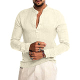 Men's Summer Cool Breathable Cotton Linen Shirts Casual Long Sleeve Shirt For Man