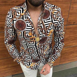 Wiaofellas New Punk Style Men's Silk Satin Digital printing Shirts Male Slim Fit Long Sleeve Flower Print Casual Party Shirt Tops