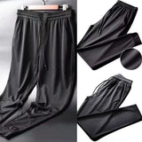 Men'S Summer Casual Pants Fitness Pants Sports Pants Quick-Drying Breathable Ice Silk Pants Straight Pants Thin Section Hot Sale