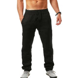 KB  Men's Cotton Linen Pants Male Autumn New Breathable Solid Color Linen Trousers Fitness Streetwear S-3XL