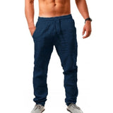 KB  Men's Cotton Linen Pants Male Autumn New Breathable Solid Color Linen Trousers Fitness Streetwear S-3XL