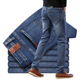 Wiaofellas New Sulee Top Brand Business Jeans Stretch Slim Denim Pants Men's Casual Full Casual  Jeans