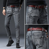 Wiaofellas new trend brand men's slim jeans fashion business classic style men's fashion brand casual slim elastic feet trousers