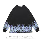 Streetwear Hip Hop Purple Flame Print Autumn Winter Hoodies Sweatshirts Men Sporty Casual Loose Fashion Long Sleeve Pullover Top